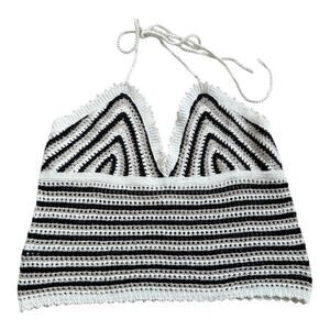 Marine Layer Mia Crochet Tank in Neutral Stripe Size XL